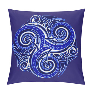 Personality  Fantasy Ornament With Celtic Disk And Triskele Symbol. Breton Folk Ethnic Sign. Print For Logo, Icon, Fabric, Embroidery, Decoration. Geometric Circle Triple Spiral. Pillow Covers