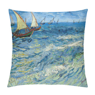 Personality  Boats At Saintes-Maries (La Mer Vers Saintes-Maries), Is An Oil Painting On Canvas 1888 - By Dutch Painter Vincent Willem Van Gogh (1853-1890). Pillow Covers