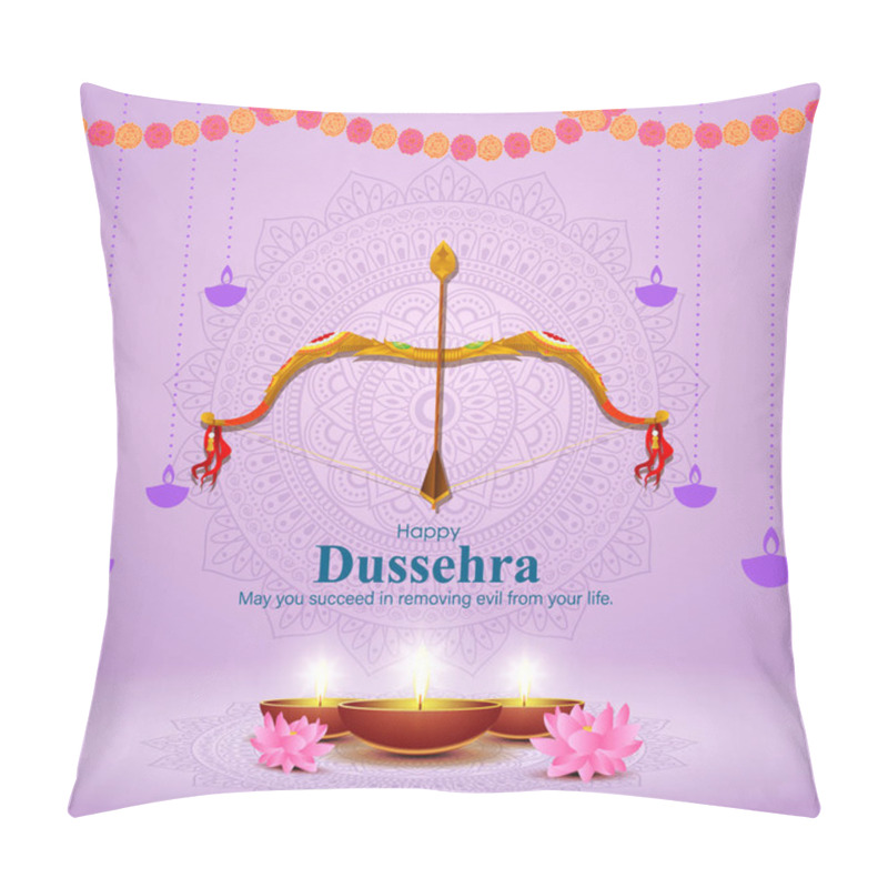 Personality  Vector Illustration Of Happy Dussehra Greeting Pillow Covers