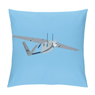 Personality  Illustration Of Cartoon Military Drone With Ukrainian Trident Symbol On Blue Background  Pillow Covers