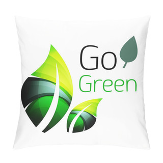 Personality  Colorful Leaf Logo. Geometric Abstract Icon. Nature Or Eco Concept Pillow Covers