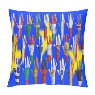 Personality  Hands With Flag Painting Of The EU-coutries Pillow Covers
