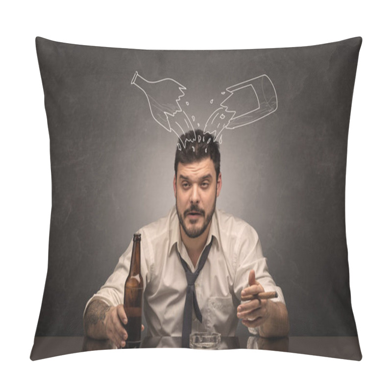 Personality  Drunk Man With Doodle Alcohol Bottles Concept Pillow Covers