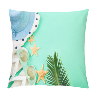 Personality  Colorful Summer Female Fashion Outfit. Beach, Vacation, Travel Concept Pillow Covers