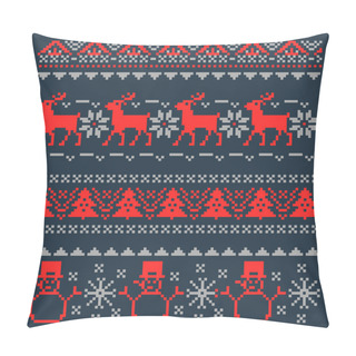 Personality  Christmas Pixel Background For Traditional Scandinavian Sweater. Vector Illustration Pillow Covers