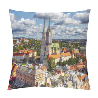 Personality  The Zagreb Cathedral On Kaptol. Aerial View Of The Central Square Of The City Of Zagreb. Capital City Of Croatia. Image Pillow Covers