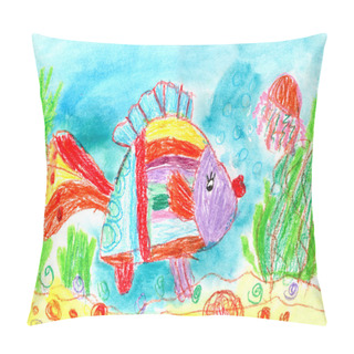 Personality  Funny Children's Drawing. Fish. Pillow Covers