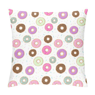 Personality  Bright Pattern With Different Donuts Pillow Covers