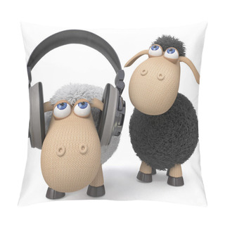 Personality  3d Illustration Sheep Listen To The Music Pillow Covers