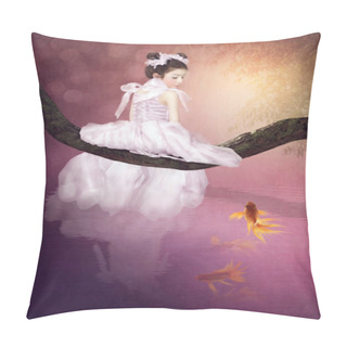 Personality  Little Princess And Goldfish Pillow Covers