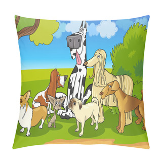 Personality  Purebred Dogs Group Cartoon Illustration Pillow Covers