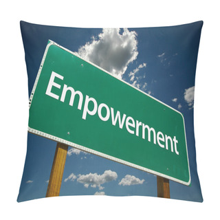 Personality  Empowerment Green Road Sign Over Clouds Pillow Covers