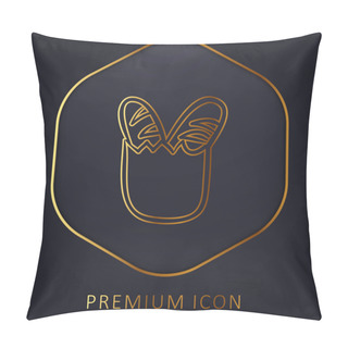 Personality  Baguettes In Shopping Bag Outline Golden Line Premium Logo Or Icon Pillow Covers