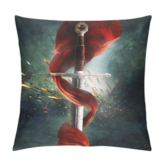 Personality  A Sword With A Red Flag Pillow Covers