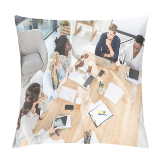 Personality  Multicultural Businesspeople Discussing Work Pillow Covers