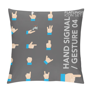 Personality  Premium Flat Colorful Icon Set Of Hand Signal, Hand Gesture And Hand Sign 04. Flatlinge, Modern Colored Symbol Collection. Pillow Covers