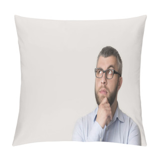 Personality  Thinking Middle-aged Bearded Businessman Is Looking Away Pillow Covers