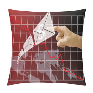 Personality  Email Send Money From America Map With Crisis Of Stock Exchange Background Pillow Covers