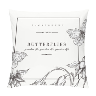 Personality  Background With Flowers And Butterflies. Pillow Covers
