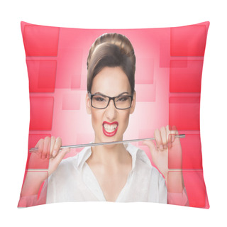Personality  Aggressive Woman With A Pointer. Concept Pillow Covers