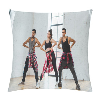 Personality  Multicultural Dancers With Hands On Hips Dancing Jazz Funk  Pillow Covers