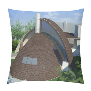 Personality  Modern Gazebo Exterior And Alfresco Living Area, 3D Illustration Pillow Covers