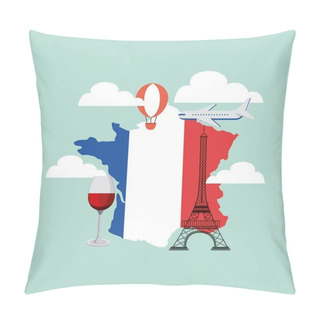 Personality  French Culture Set Icons Pillow Covers