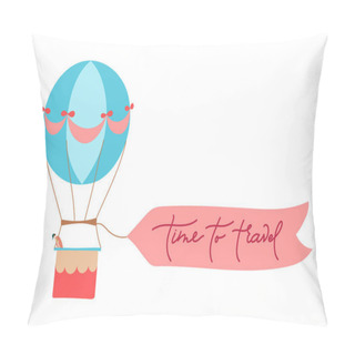 Personality  Vector Illustration Of Hot Air Balloon With Banner Pillow Covers