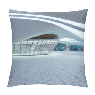 Personality  3D Rendering Architecture With Futuristic Streamlined Design. Night Scene Pillow Covers