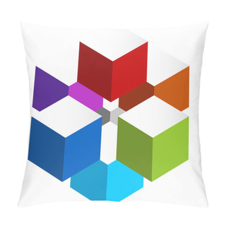 Personality  Stacked 3D Cubes Colorful Icon   Pillow Covers