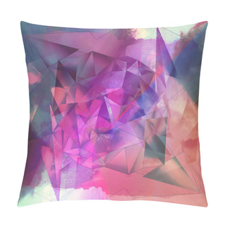 Personality  Bright Abstract Triangles Blue Background. Pillow Covers