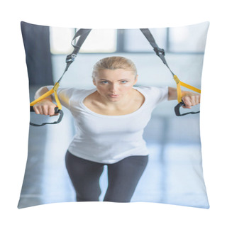 Personality  Sportswoman Training With Resistance Band  Pillow Covers