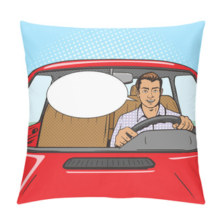 Personality  Man Drive Car Pop Art Style Vector Pillow Covers