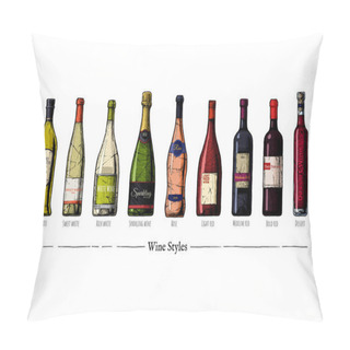 Personality  Illustration Of Wine Styles Pillow Covers