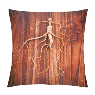 Personality  Dry Ginseng On A Wood Background (Concept Of Traditional Chinese Medicine) Pillow Covers