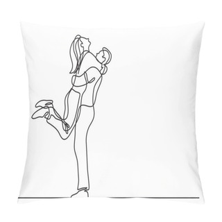 Personality  One Line Drawing Of Hugging Couple Pillow Covers