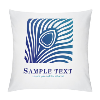 Personality  Abstract Peacock Feather. Corporate Icon. Vector. Pillow Covers