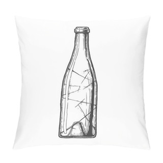 Personality  Vector Hand Drawn Illustration Of Wine Bottle In Vintage Engraved Style. Isolated On White Background. Pillow Covers