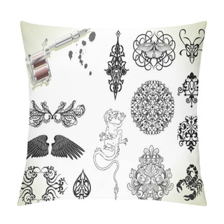 Personality  Tattoo Flash Design Elements Pillow Covers