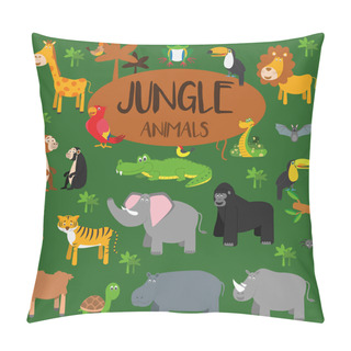 Personality  Vector Illustration Set Of Jungle Animals. Pillow Covers