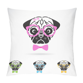 Personality  Vector Image Of A Dog Glasses On White Background. Pillow Covers