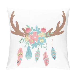Personality  Isolated Boho Horns Design Vector Illustration Pillow Covers