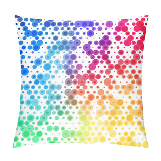 Personality  Abstract Vector Background Pattern Of Colorful Circles In Different Sizes In The Colors Of The Rainbow On A White Background, Square Format Pillow Covers
