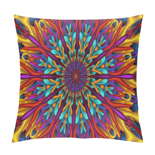 Personality  Colorful Glossy 3D Fractal Mandala Pillow Covers