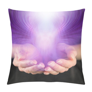 Personality  Demonstration Of Paranormal Activity - Cupped Hands With A Purple Entity Rising Up And Outwards And Space For Copy Pillow Covers