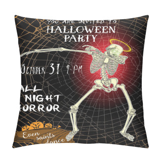 Personality  Halloween Vertical Background With Skeletons Dancing DAB.  Pillow Covers