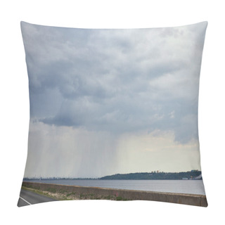 Personality  Overcast View Of Sky Upon Highway And Forest Coast Pillow Covers