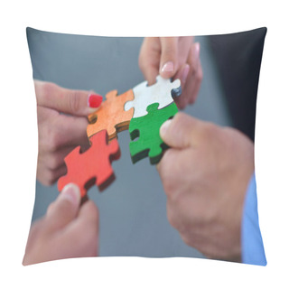 Personality  Group Of Business People Assembling Jigsaw Puzzle Pillow Covers