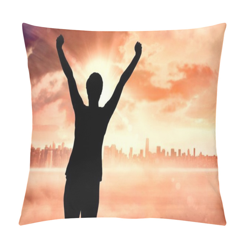 Personality  Silhouette Of Cheering Person Pillow Covers