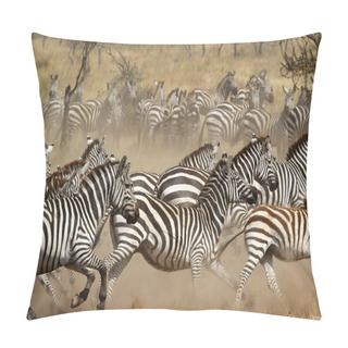Personality  Herd Of Zebras Gallopping Pillow Covers